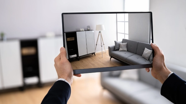 A virtual home tour on a tablet