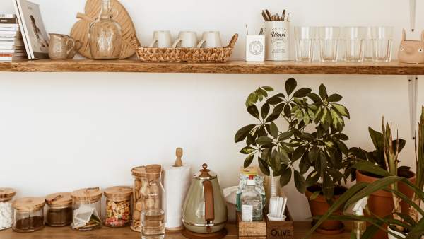 kitchen with details like jars and matching accessories