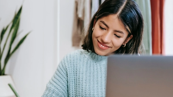 Woman working on laptop