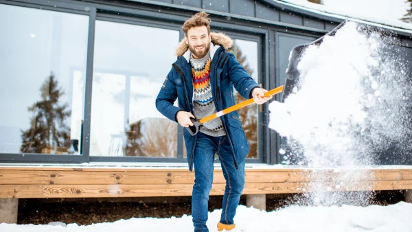 A person shoveling snow.