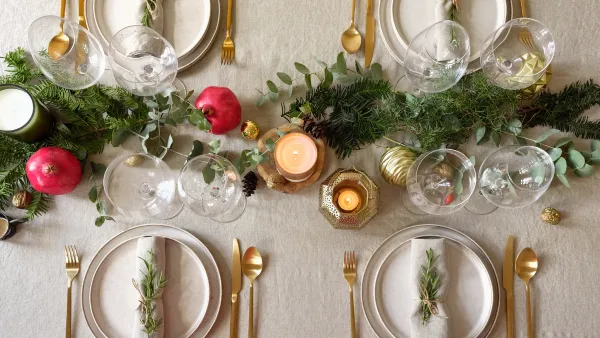 A table set for holiday dinner