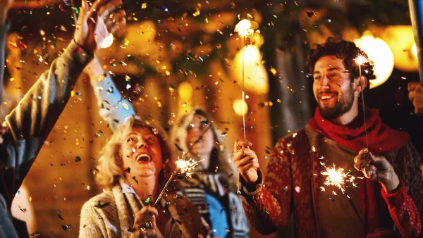 A group of people celebrating new years.