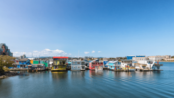 Boat homes in Nelson, BC