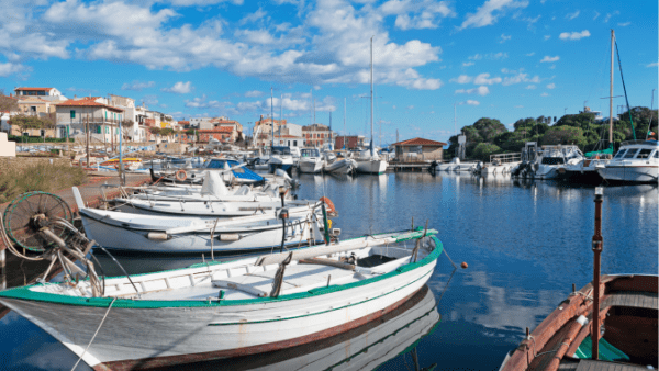 View of boats in Port Hope, ON