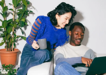 couple looking at laptop