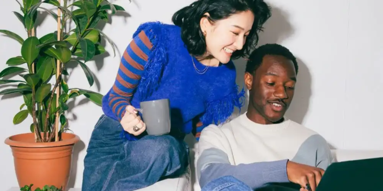 couple looking at laptop