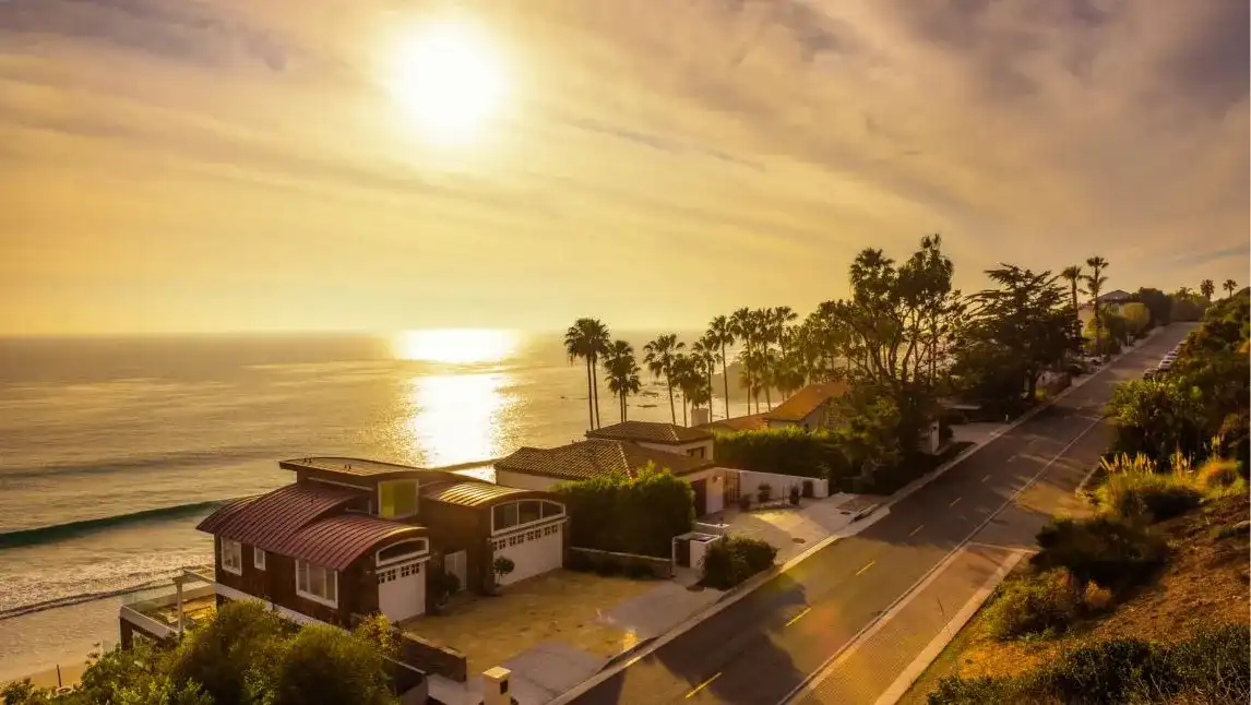 california beach at sunset