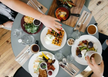 brunch table with different entrees