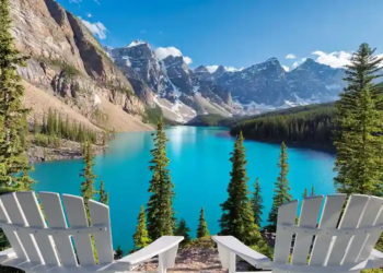 Lake views of Banff, Alberta.