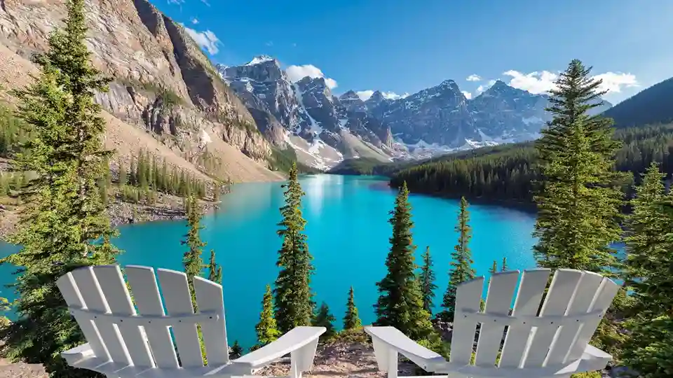 Lake views of Banff, Alberta.