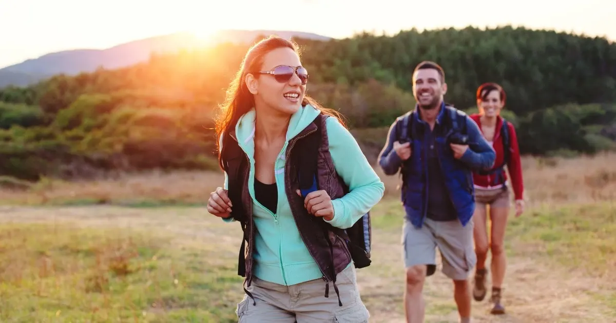 Young adults hiking in alberta