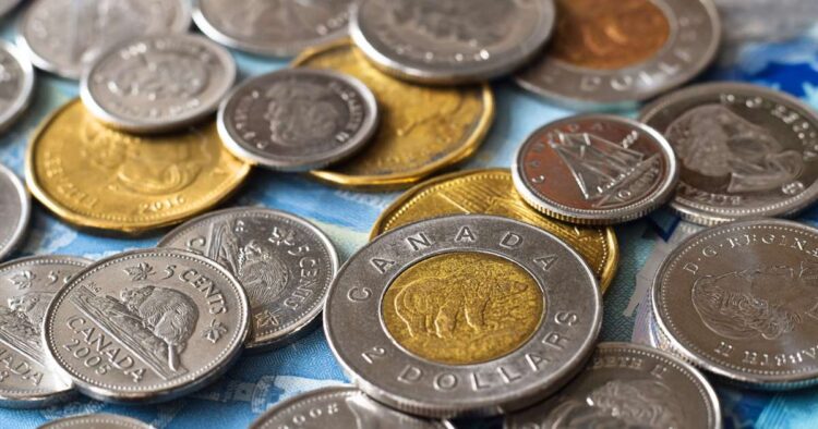A pile of Canadian coins
