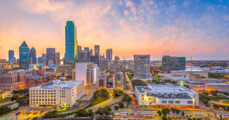 Dallas skyline at sunset