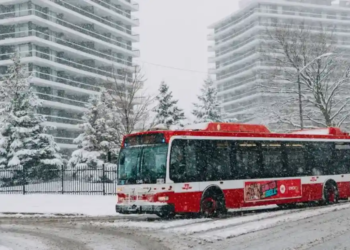bus in winter