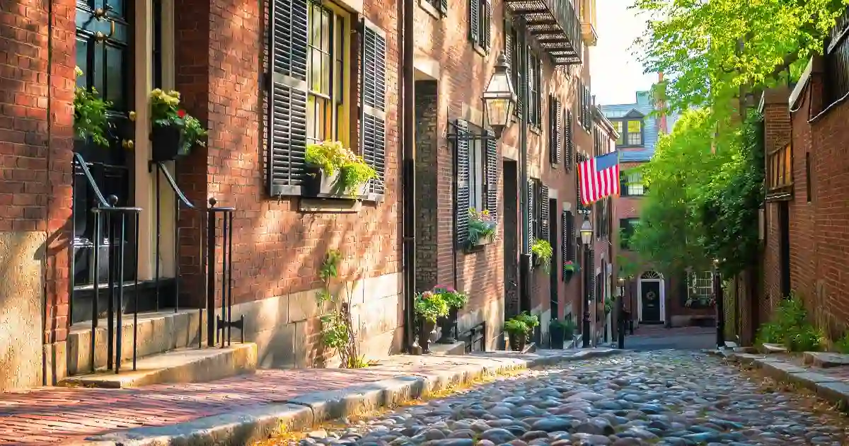 Acorn St on a bright sunny day