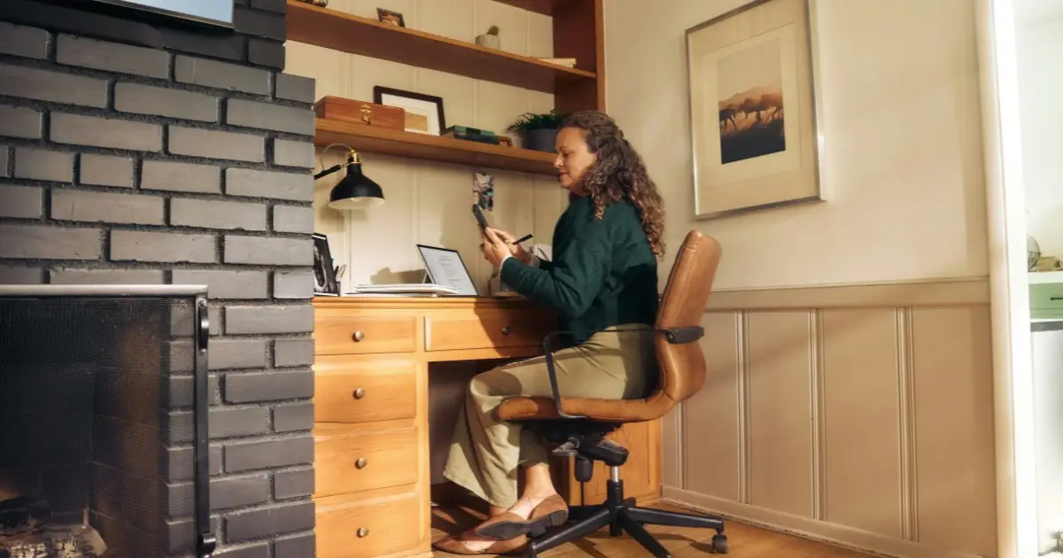 Woman on phone at home