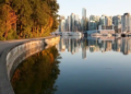 Vancouver from the sea wall with view of buildings and ocean