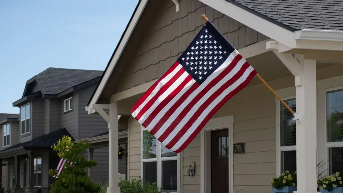 us home prices flag on house