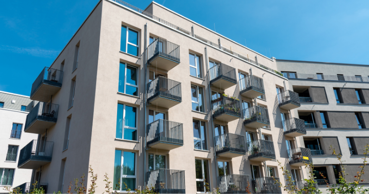 Condo apartments from ground level looking up