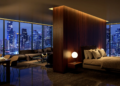 Penthouse bedroom view with views of the city