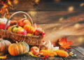thanksgiving pumpkins and fall leaves